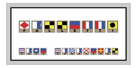 Thumbnail for Personalized Nautical Flags Beach Towel II - Grey and Black - Flags with Light Brown Frames - Front View