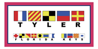 Thumbnail for Personalized Nautical Flags Beach Towel II - Pink and Blue - Flags with Large Letters - Front View