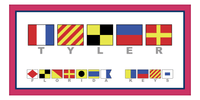 Thumbnail for Personalized Nautical Flags Beach Towel II - Pink and Blue - Flags with Grey Letters - Front View
