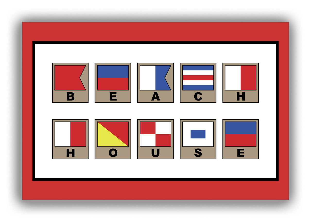 Personalized Nautical Flags Canvas Wrap & Photo Print - Red and Black - Flags with Light Brown Frames - Front View