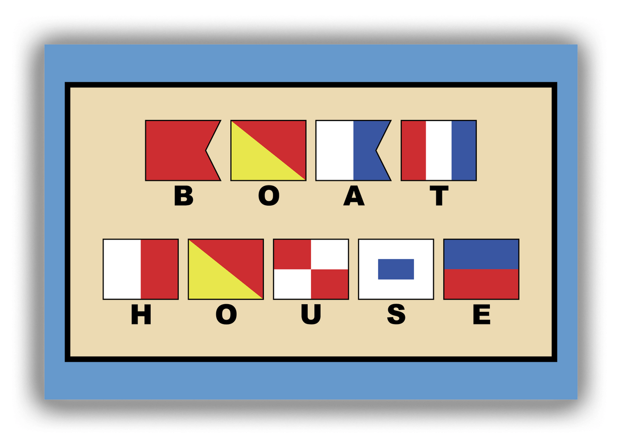 Personalized Nautical Flags Canvas Wrap & Photo Print - Blue and Tan - Flags with Small Letters - Front View