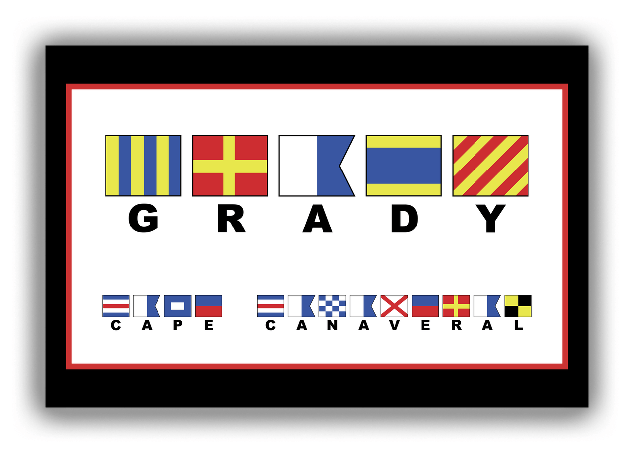 Personalized Nautical Flags Canvas Wrap & Photo Print II - Black and Red - Flags with Large Letters - Front View