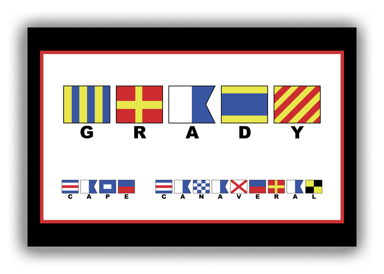 Personalized Nautical Flags Canvas Wrap & Photo Print II - Black and Red - Flags with Small Letters - Front View