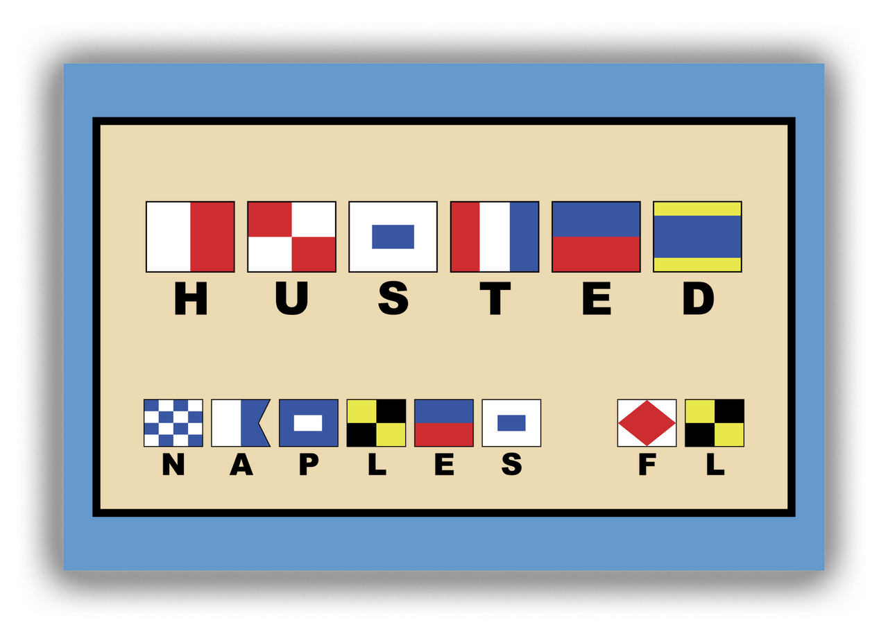 Personalized Nautical Flags Canvas Wrap & Photo Print II - Blue and Tan - Flags with Large Letters - Front View
