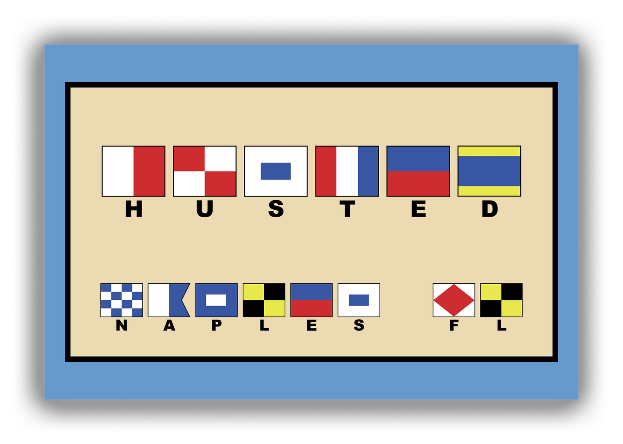 Personalized Nautical Flags Canvas Wrap & Photo Print II - Blue and Tan - Flags with Small Letters - Front View