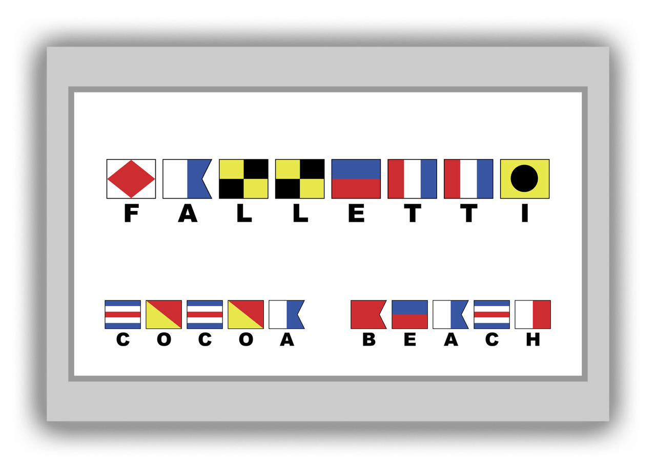 Personalized Nautical Flags Canvas Wrap & Photo Print II - Grey and White - Flags with Large Letters - Front View