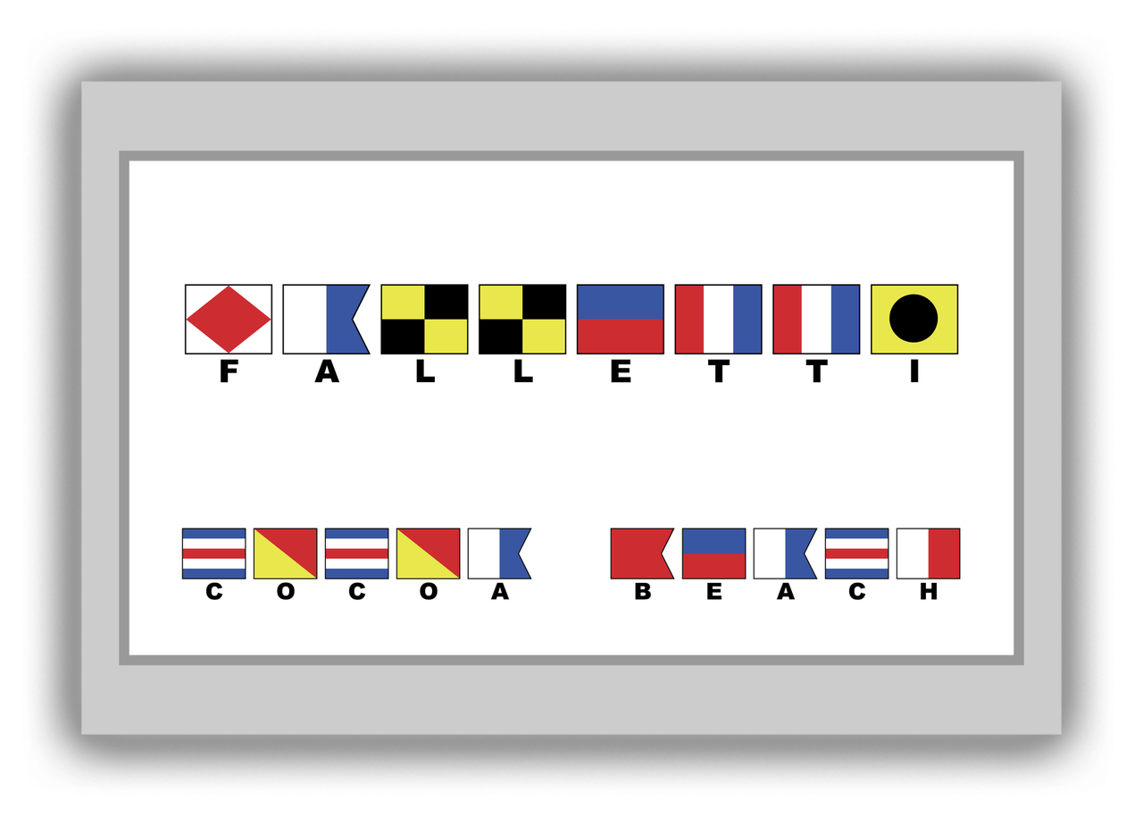 Personalized Nautical Flags Canvas Wrap & Photo Print II - Grey and White - Flags with Small Letters - Front View