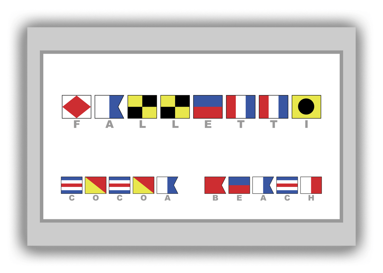 Personalized Nautical Flags Canvas Wrap & Photo Print II - Grey and White - Flags with Grey Letters - Front View