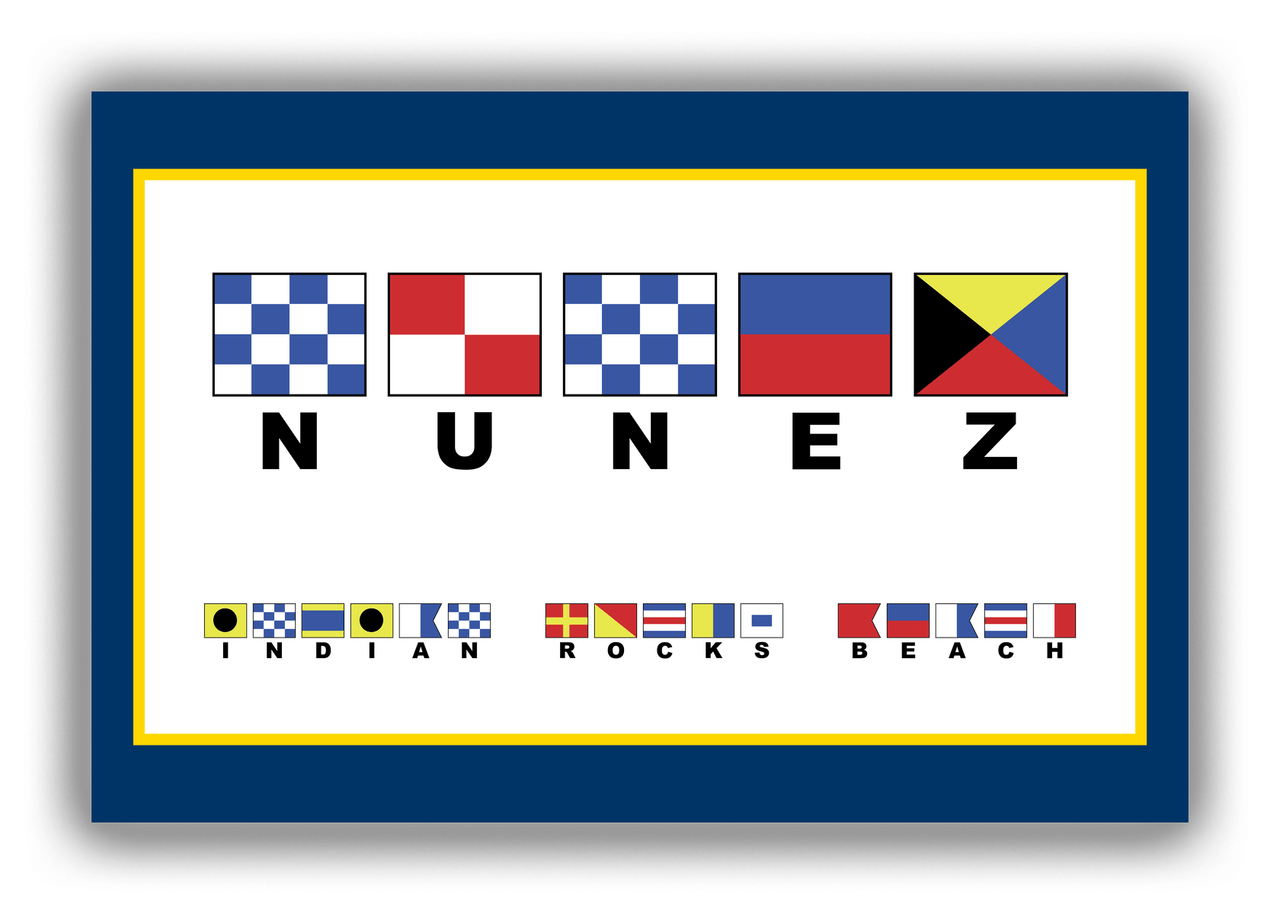 Personalized Nautical Flags Canvas Wrap & Photo Print II - Navy Blue and Gold - Flags with Large Letters - Front View