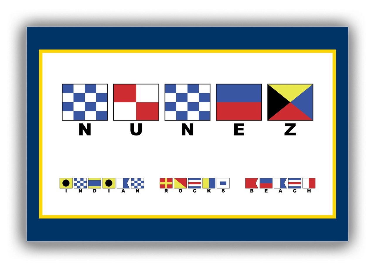 Personalized Nautical Flags Canvas Wrap & Photo Print II - Navy Blue and Gold - Flags with Small Letters - Front View