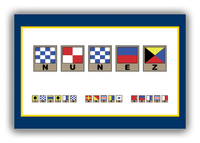 Thumbnail for Personalized Nautical Flags Canvas Wrap & Photo Print II - Navy Blue and Gold - Flags with Light Brown Frames - Front View