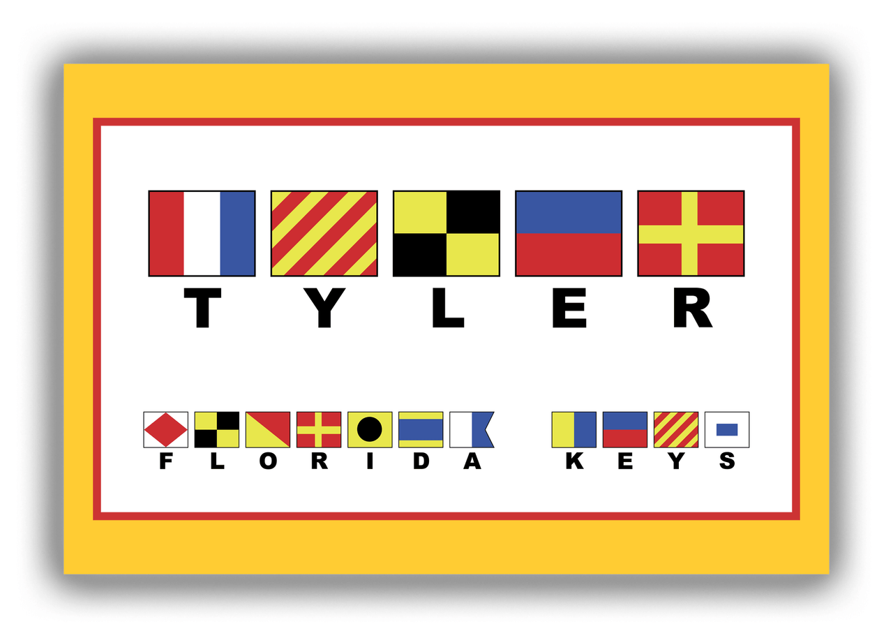 Personalized Nautical Flags Canvas Wrap & Photo Print II - Yellow and Red - Flags with Large Letters - Front View