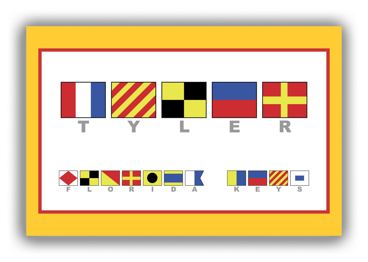 Personalized Nautical Flags Canvas Wrap & Photo Print II - Yellow and Red - Flags with Grey Letters - Front View