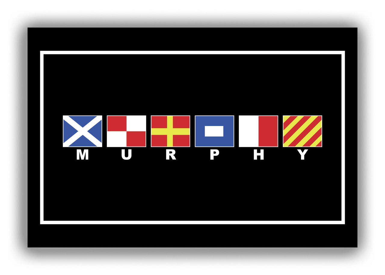 Personalized Nautical Flags Canvas Wrap & Photo Print - Black and White - Flags with Small White Letters - Front View