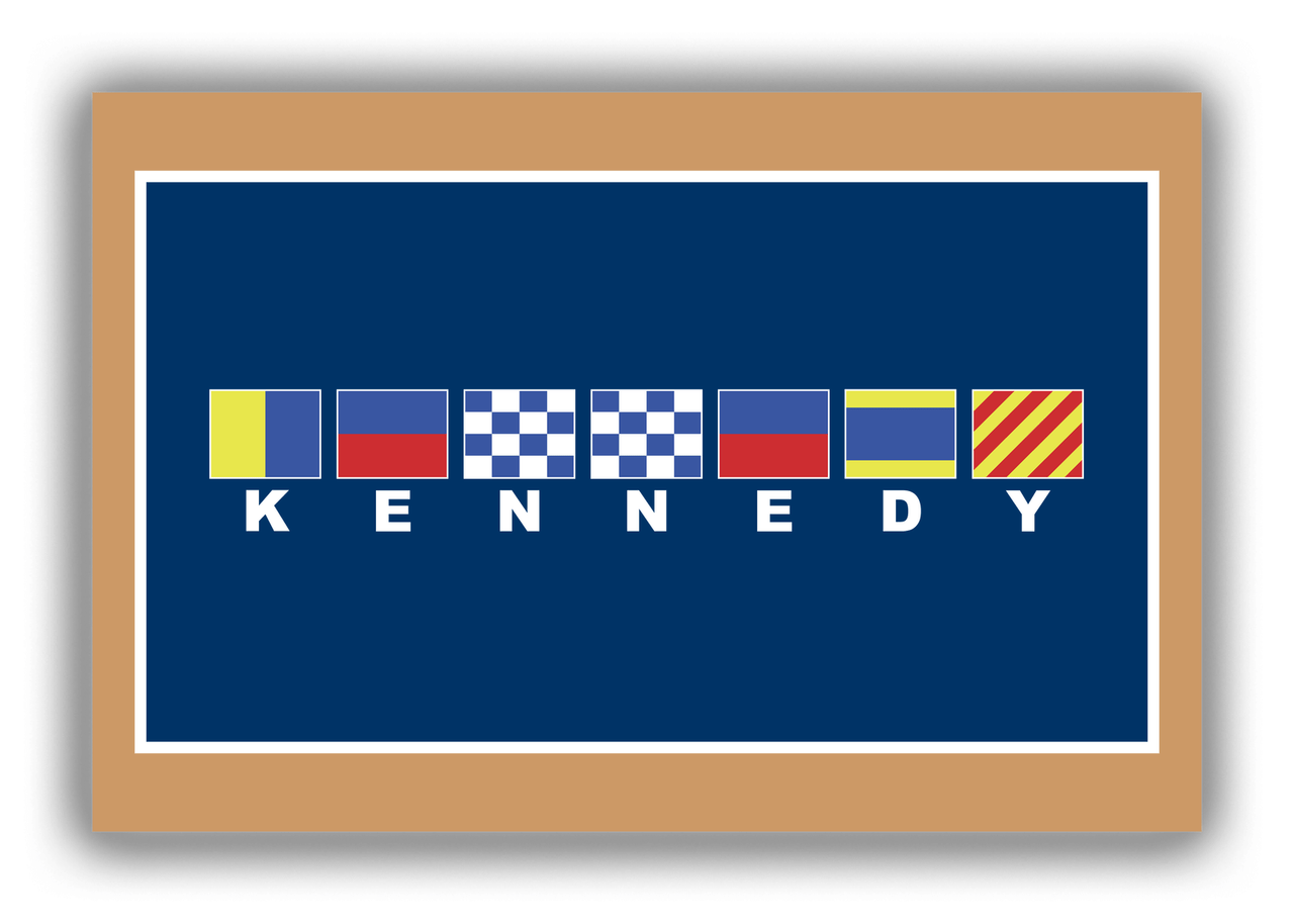 Personalized Nautical Flags Canvas Wrap & Photo Print - Tan and Navy - Flags with Large White Letters - Front View