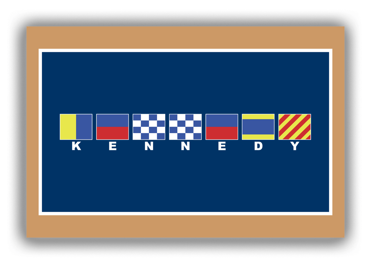 Personalized Nautical Flags Canvas Wrap & Photo Print - Tan and Navy - Flags with Small White Letters - Front View