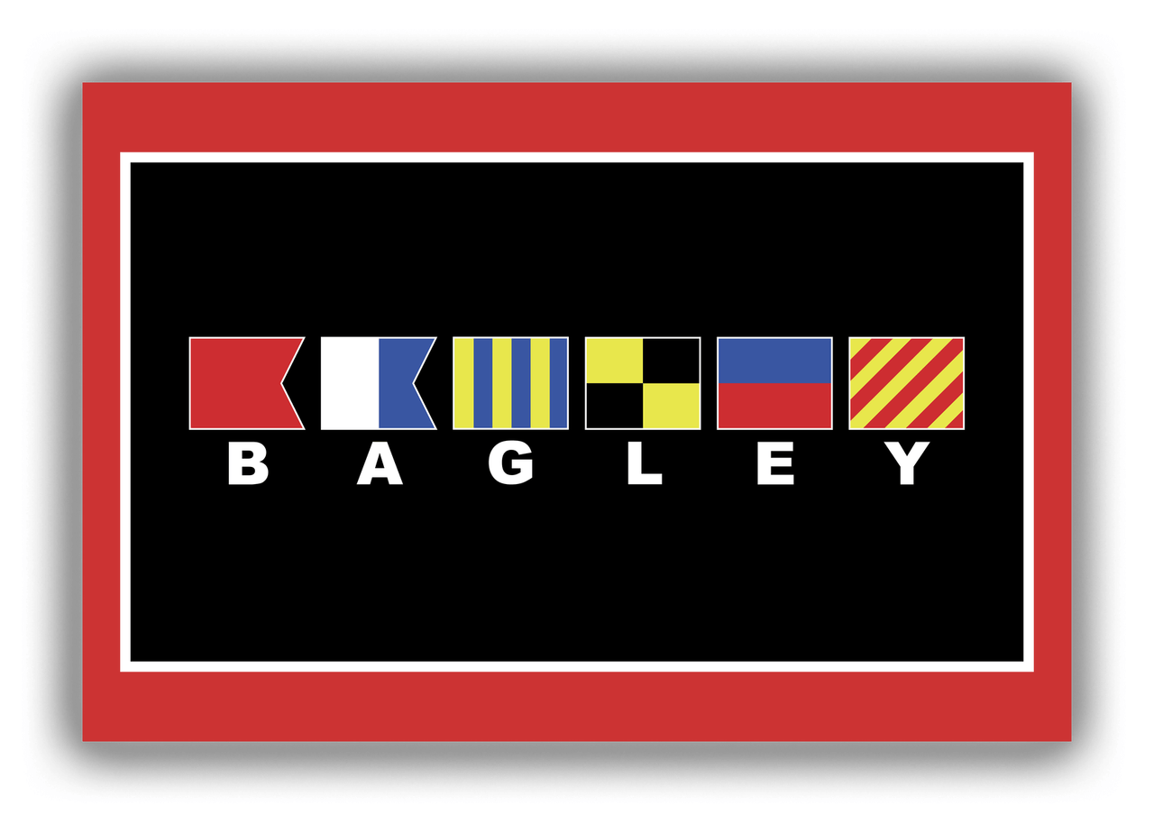 Personalized Nautical Flags Canvas Wrap & Photo Print - Red and Black - Flags with Large White Letters - Front View