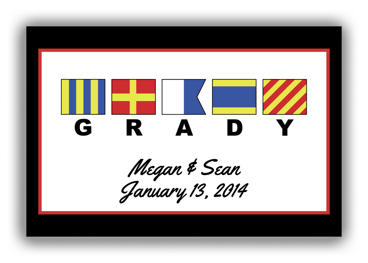 Personalized Nautical Flags Canvas Wrap & Photo Print III - Black and Red - Flags with Large Letters - Front View