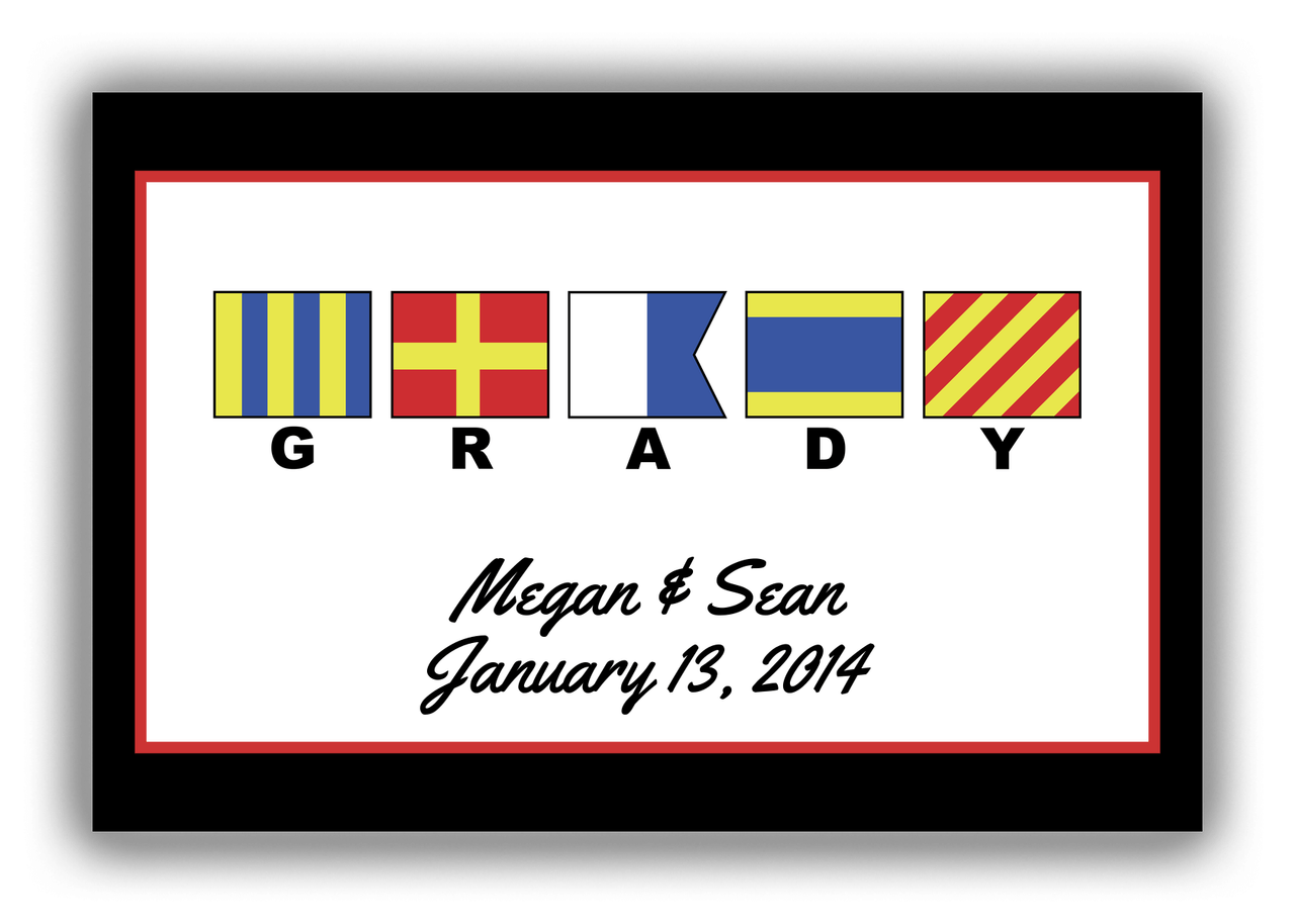 Personalized Nautical Flags Canvas Wrap & Photo Print III - Black and Red - Flags with Small Letters - Front View