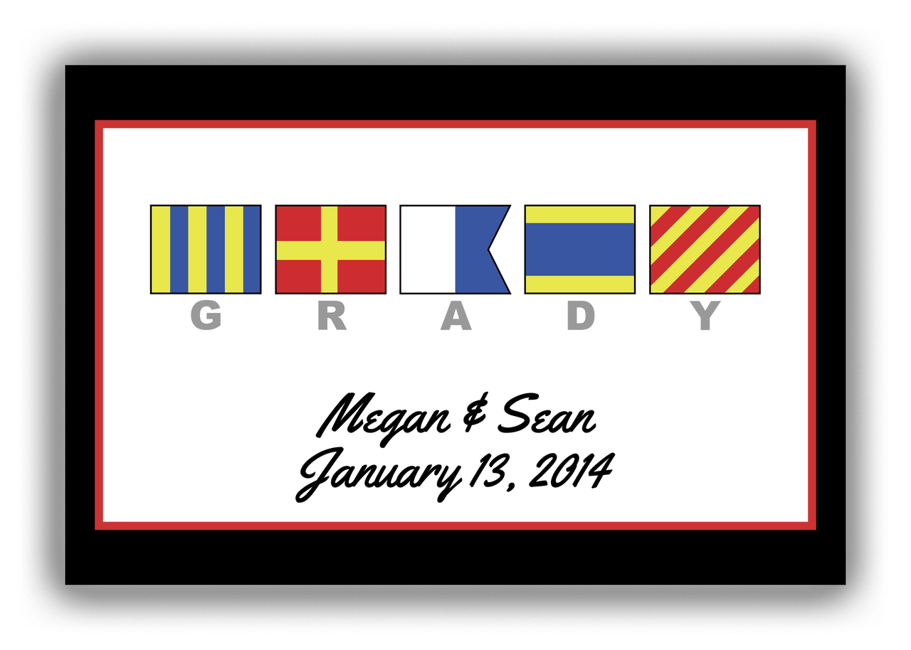 Personalized Nautical Flags Canvas Wrap & Photo Print III - Black and Red - Flags with Grey Letters - Front View