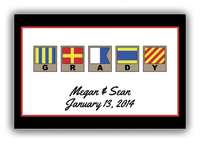 Thumbnail for Personalized Nautical Flags Canvas Wrap & Photo Print III - Black and Red - Flags with Light Brown Frames - Front View