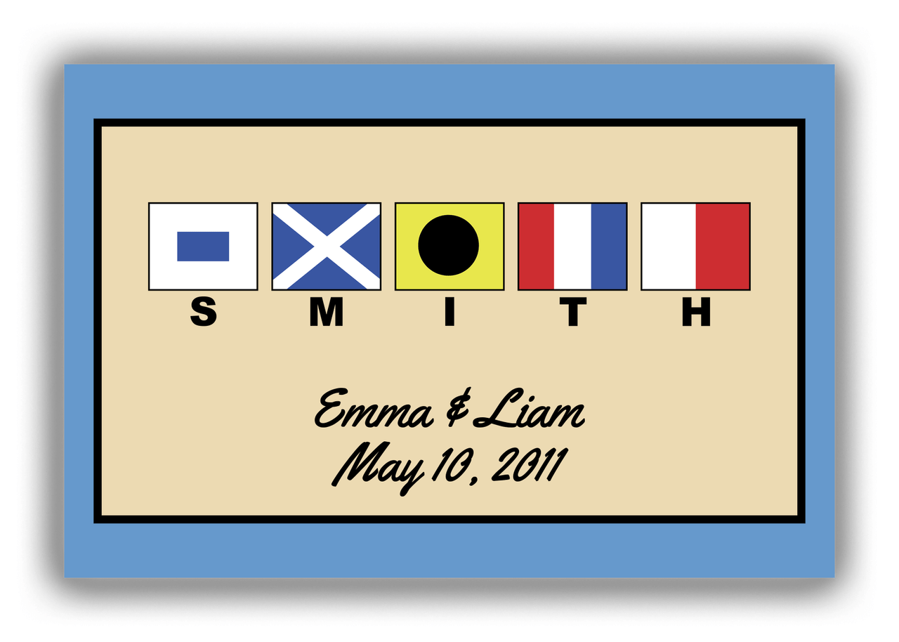 Personalized Nautical Flags Canvas Wrap & Photo Print III - Blue and Tan - Flags with Small Letters - Front View