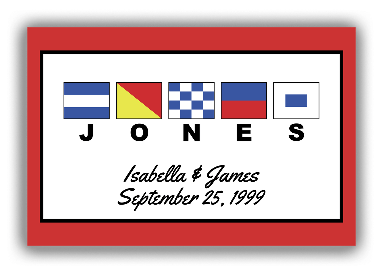 Personalized Nautical Flags Canvas Wrap & Photo Print III - Red and Black - Flags with Large Letters - Front View