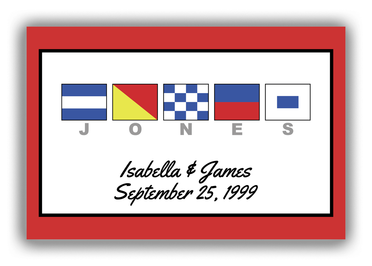 Personalized Nautical Flags Canvas Wrap & Photo Print III - Red and Black - Flags with Grey Letters - Front View