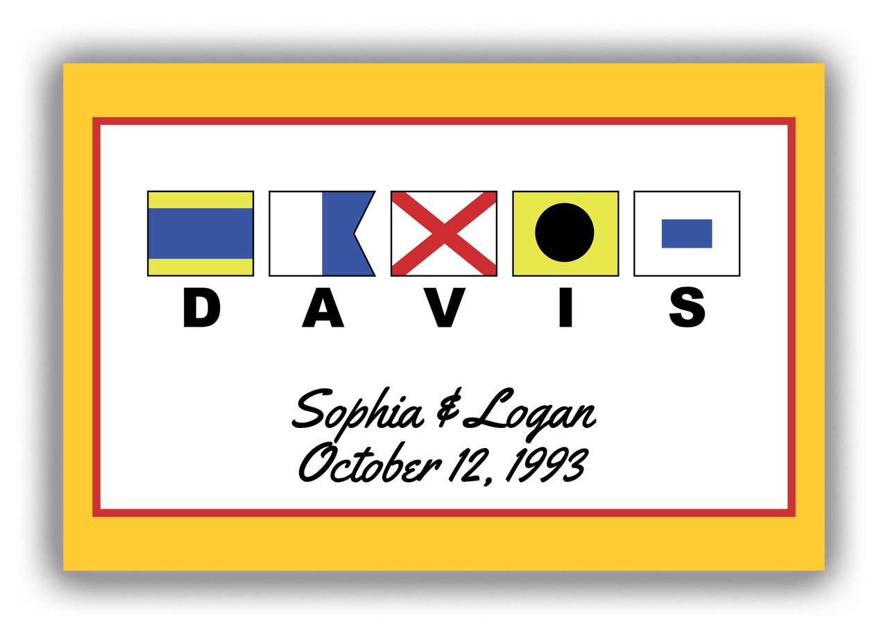 Personalized Nautical Flags Canvas Wrap & Photo Print III - Yellow and Red - Flags with Large Letters - Front View