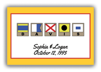 Thumbnail for Personalized Nautical Flags Canvas Wrap & Photo Print III - Yellow and Red - Flags with Light Brown Frames - Front View