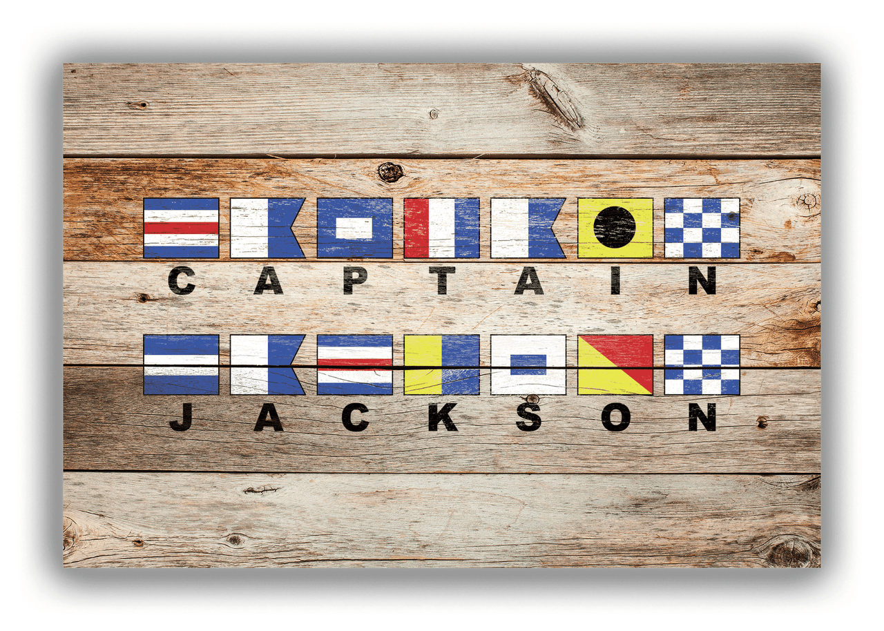 Personalized Nautical Flags Wood Grain Canvas Wrap & Photo Print - Natural Wood - Front View