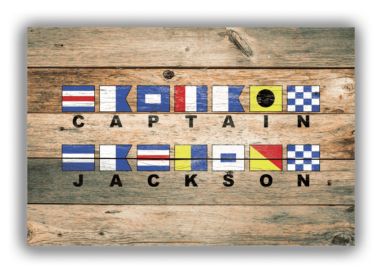Personalized Nautical Flags Wood Grain Canvas Wrap & Photo Print - Patina Wood - Front View