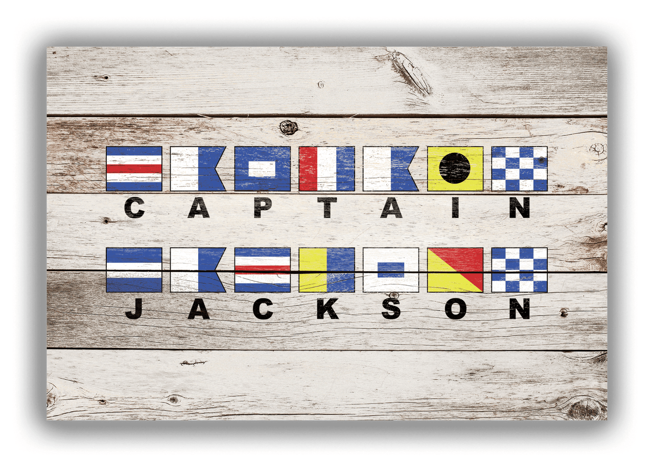 Personalized Nautical Flags Wood Grain Canvas Wrap & Photo Print - Whitewash Wood - Front View