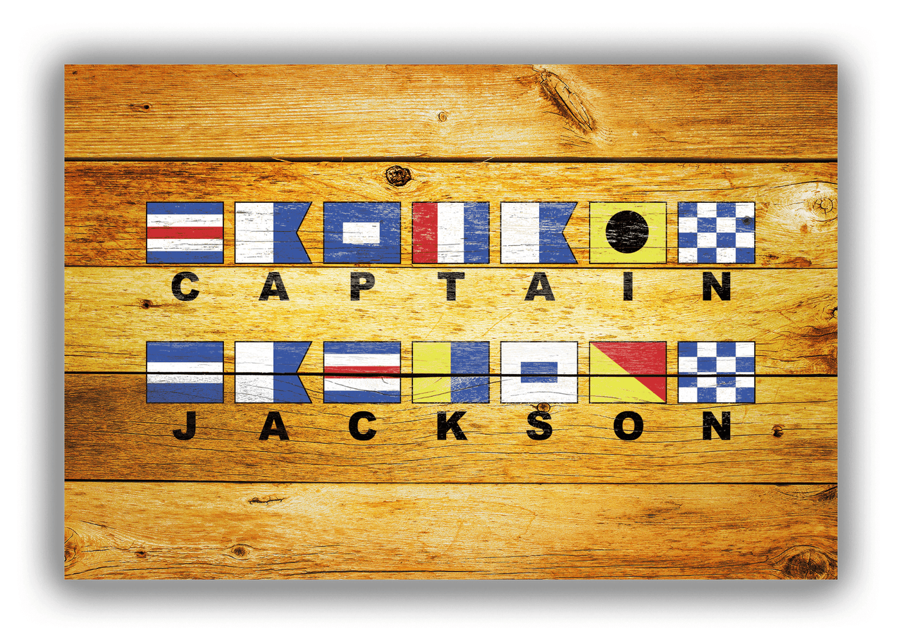 Personalized Nautical Flags Wood Grain Canvas Wrap & Photo Print - Sunburst Wood - Front View
