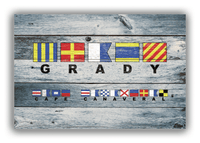 Thumbnail for Personalized Nautical Flags Wood Grain Canvas Wrap & Photo Print - Two Text Areas - Blue Wash Wood - Front View