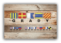 Thumbnail for Personalized Nautical Flags Wood Grain Canvas Wrap & Photo Print - Two Text Areas - Natural Wood - Front View