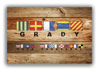 Thumbnail for Personalized Nautical Flags Wood Grain Canvas Wrap & Photo Print - Two Text Areas - Antique Oak Wood - Front View