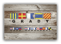 Thumbnail for Personalized Nautical Flags Wood Grain Canvas Wrap & Photo Print - Two Text Areas - Old Grey Wood - Front View