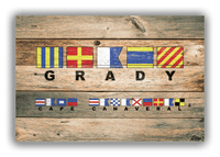 Thumbnail for Personalized Nautical Flags Wood Grain Canvas Wrap & Photo Print - Two Text Areas - Patina Wood - Front View