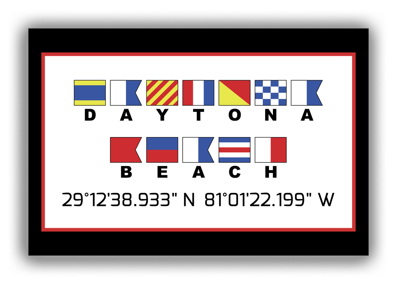 Personalized Nautical Flags Canvas Wrap & Photo Print - Latitude and Longitude - Black and Red - Daytona Beach - Front View
