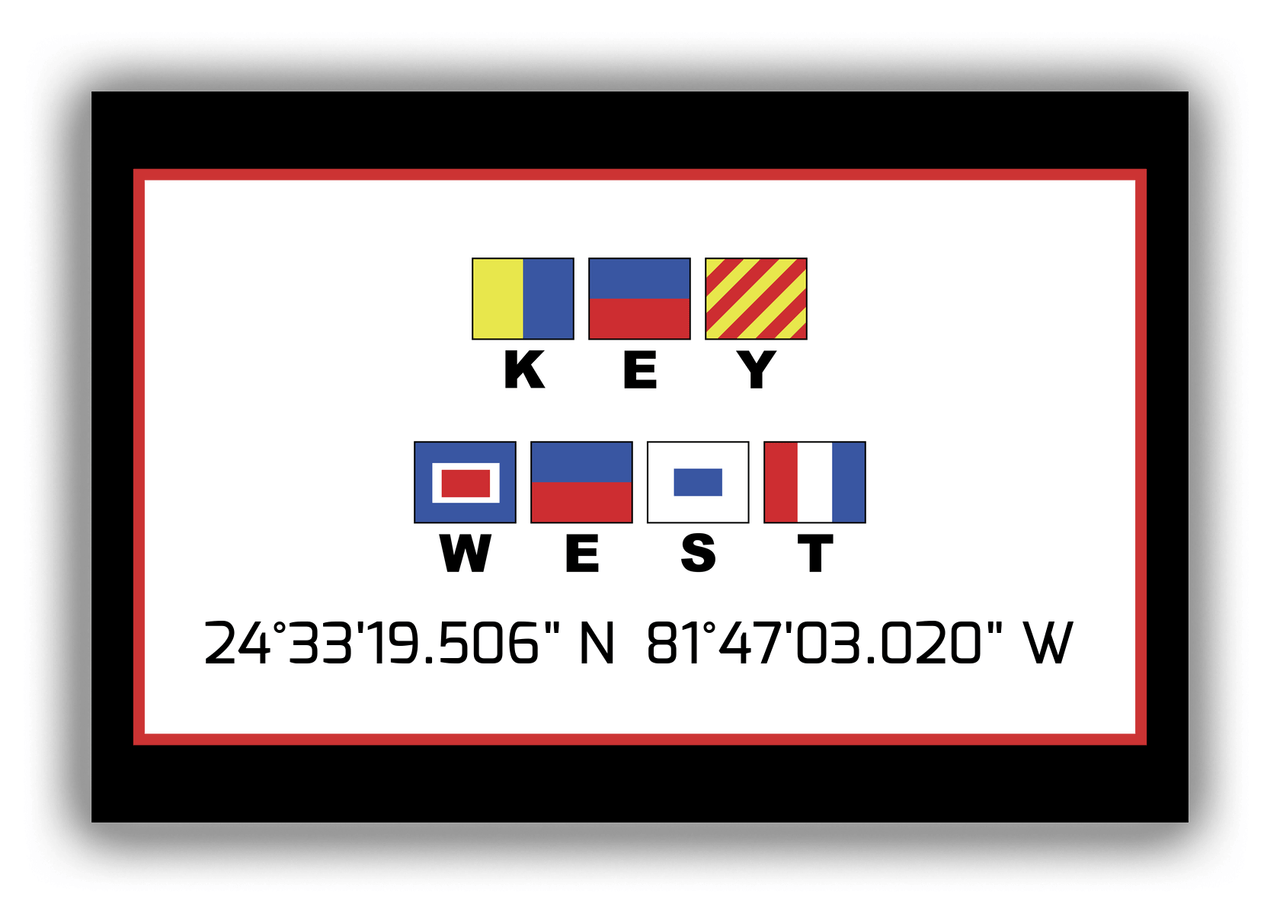 Personalized Nautical Flags Canvas Wrap & Photo Print - Latitude and Longitude - Black and Red - Key West - Front View