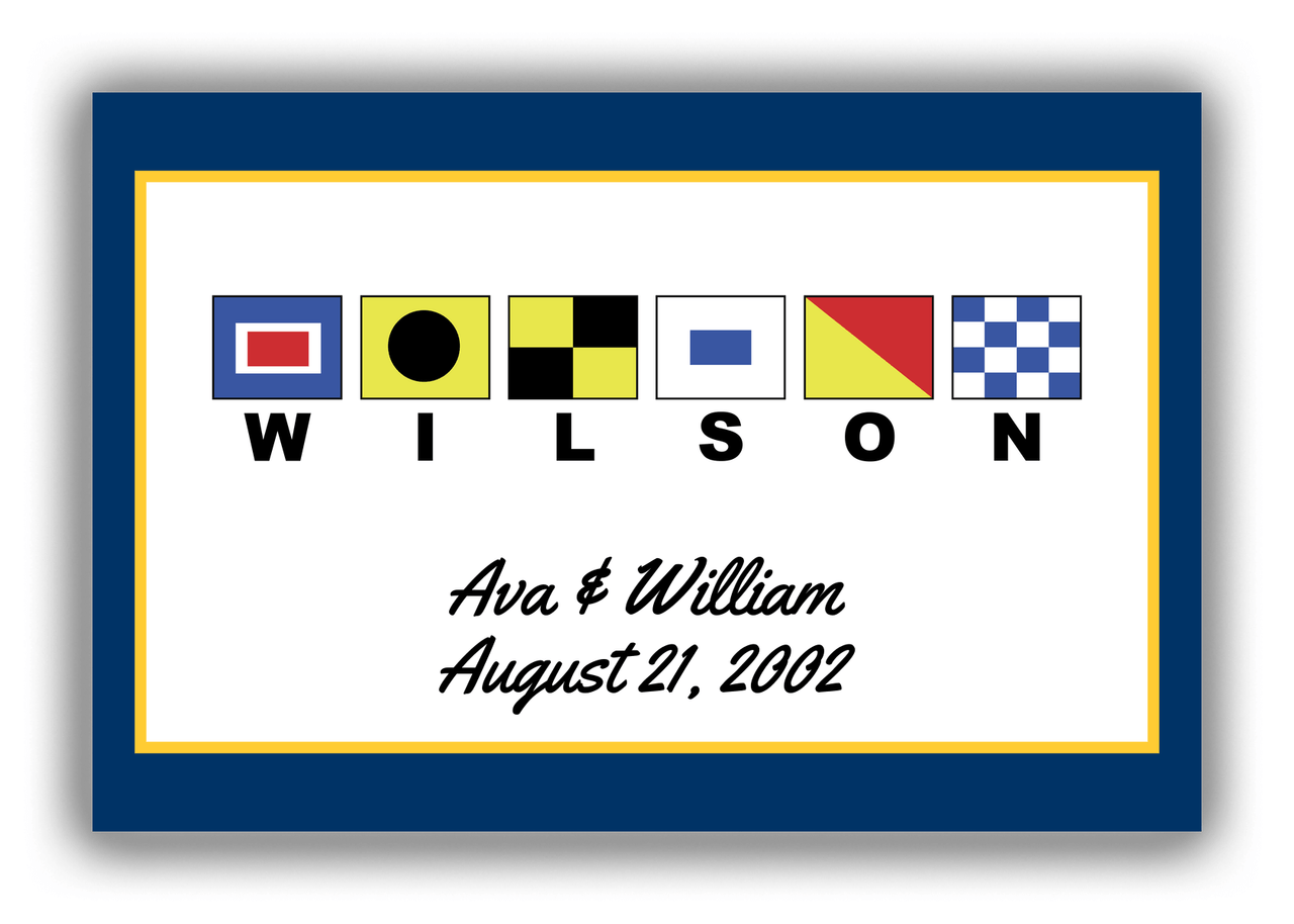 Personalized Nautical Flags Canvas Wrap & Photo Print III - Navy and Yellow - Flags with Large Letters - Front View