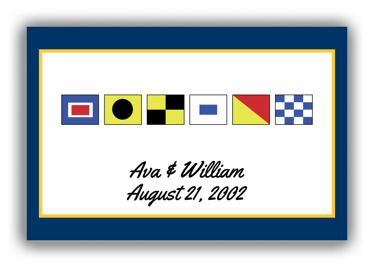 Personalized Nautical Flags Canvas Wrap & Photo Print III - Navy and Yellow - Flags without Letters - Front View