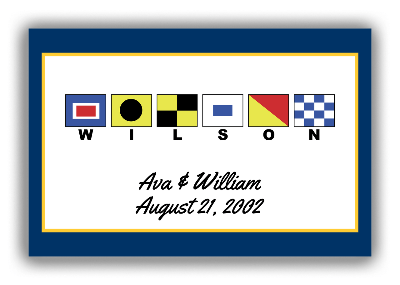 Personalized Nautical Flags Canvas Wrap & Photo Print III - Navy and Yellow - Flags with Small Letters - Front View
