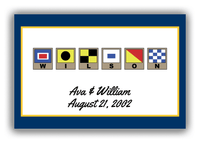 Thumbnail for Personalized Nautical Flags Canvas Wrap & Photo Print III - Navy and Yellow - Flags with Light Brown Frames - Front View