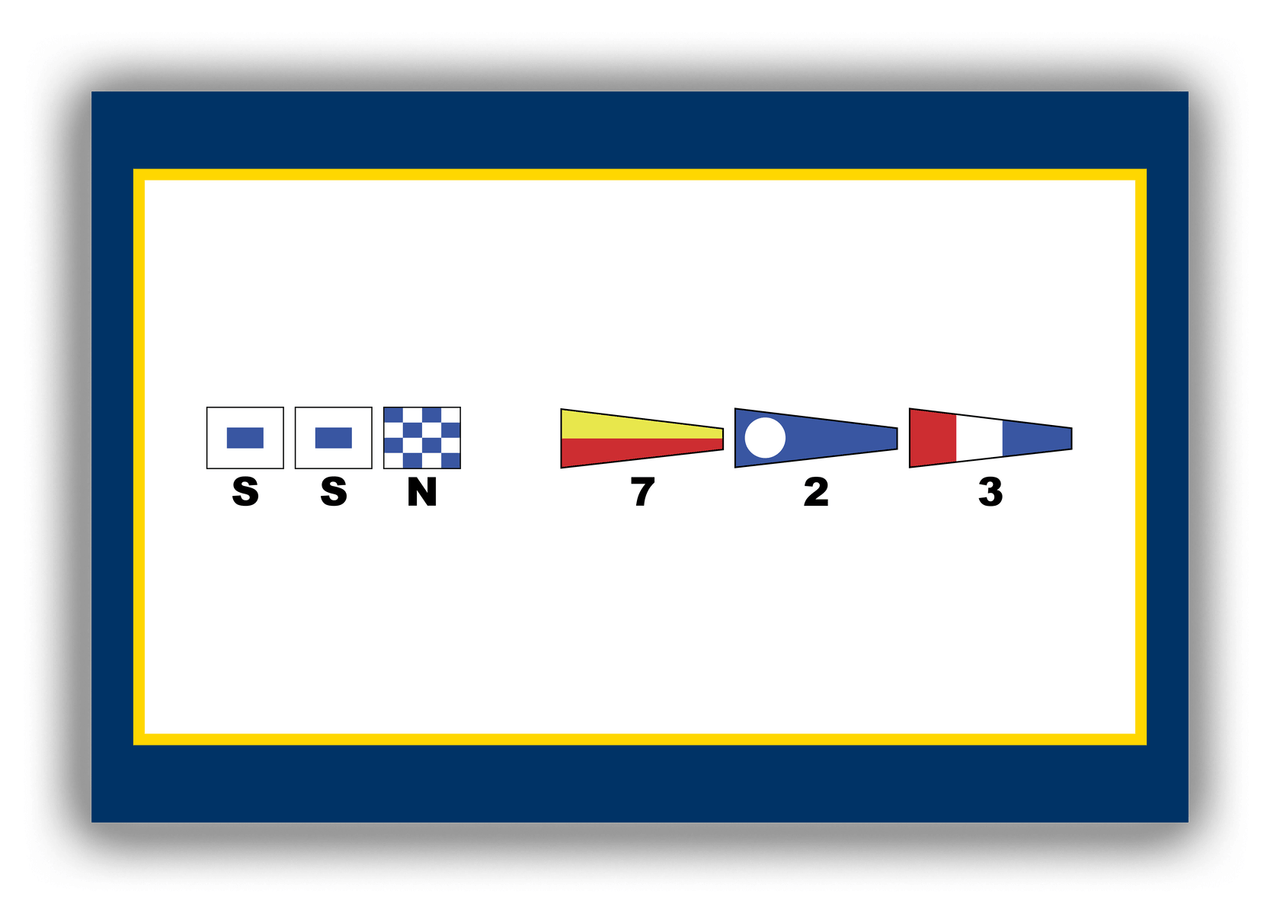 Personalized Nautical Flags Canvas Wrap & Photo Print - Navy Blue and Gold - Flags with Large Letters - Front View