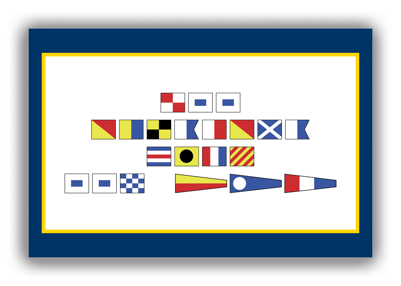 Personalized Nautical Flags Canvas Wrap & Photo Print - Navy Blue and Gold - Flags without Letters - Multi-Line - Front View