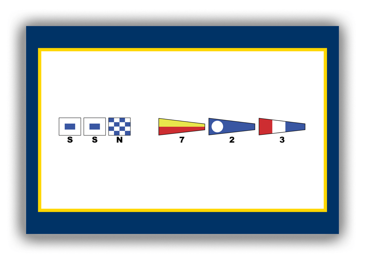 Personalized Nautical Flags Canvas Wrap & Photo Print - Navy Blue and Gold - Flags with Small Letters - Front View