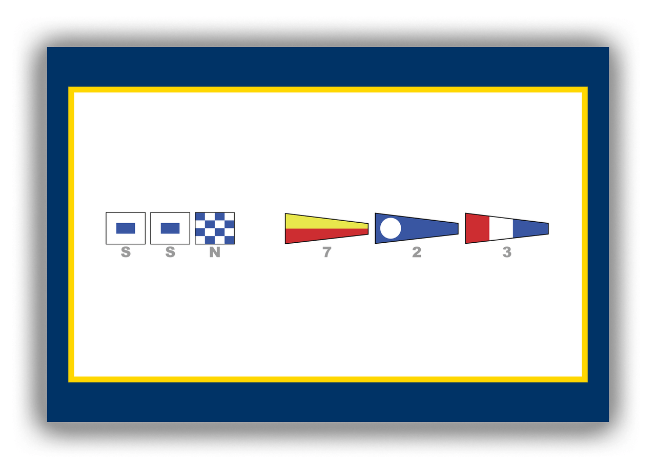 Personalized Nautical Flags Canvas Wrap & Photo Print - Navy Blue and Gold - Flags with Grey Letters - Front View