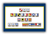 Thumbnail for Personalized Nautical Flags Canvas Wrap & Photo Print - Navy Blue and Gold - Flags with Light Brown Frames - Multi-Line - Front View